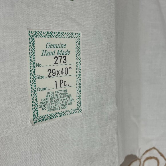 Full White Apron with Blue Gingham Edge and Tea Cup Embroidered Pockets - Picture 4 of 8